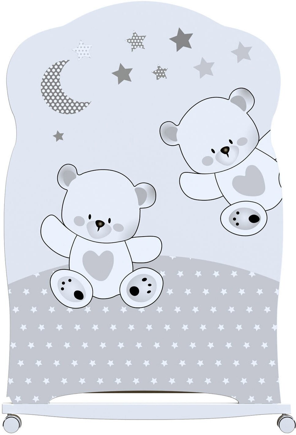 Кроватка детская для новорожденных ВДК Funny Bears с маятником и ящиком, массив березы, белый