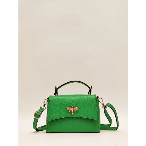 Сумка сэтчел STEFFALINI, фактура зернистая, зеленый