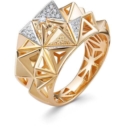 фото Кольцо vesna jewelry, красное золото, 585 проба, родирование, бриллиант, размер 17.5, бесцветный