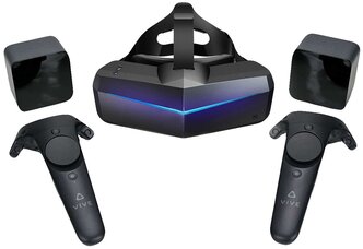 Шлем виртуальной реальности Pimax 5K XR с контроллерами и базовыми станциями Vive 1.0, черный, комплект