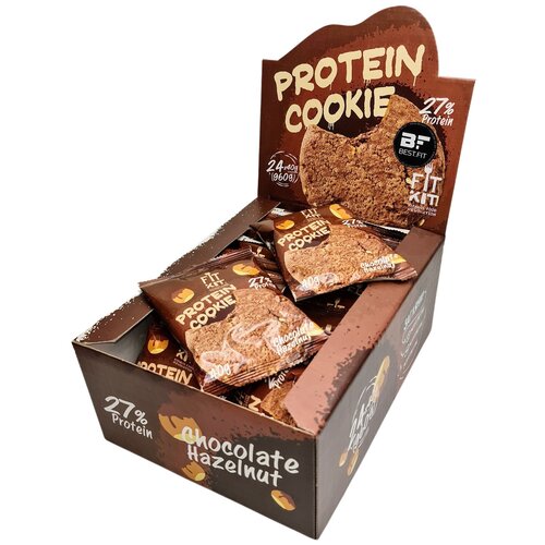 FitKit Protein Cookie 24*40 г - шоколад-фундук fitkit protein cookie 24 40 г шоколад фундук