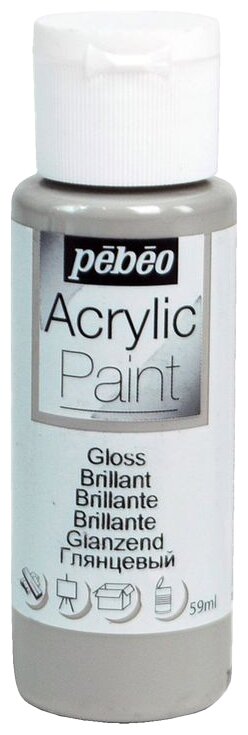 Краска акриловая Pebeo Acrylic Paint декоративная глянцевая (Серая сталь) 59 мл