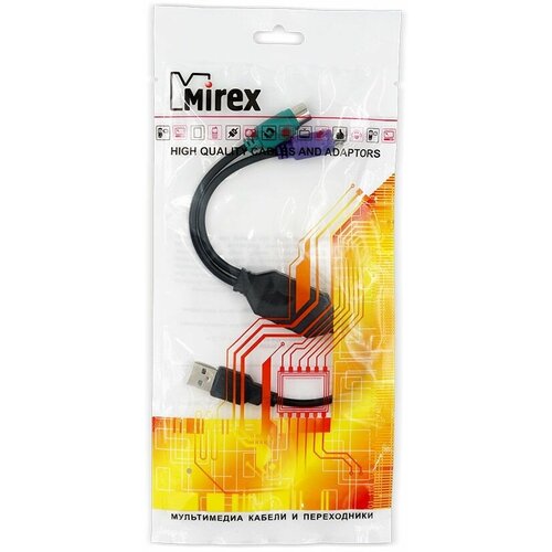 Кабель-переходник Mirex USB AM - 2 x PS/2 (BCX-PC-002) адаптер переходник gsmin br 83 k ps 2 m на usb f конвертер для клавиатуры компьютера пк фиолетовый