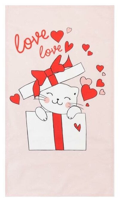Полотенце Этель "Cat's love" 40х73 см, 100% хлопок, саржа 190 гр/м2 - фотография № 2