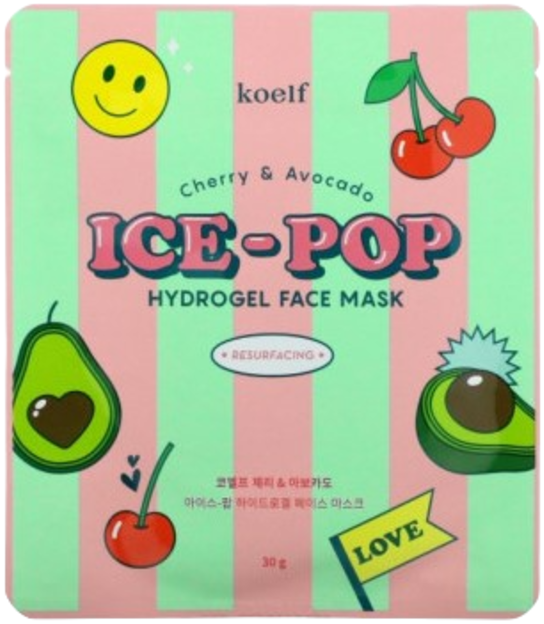 Koelf Маска гидрогелевая с вишней и авокадо – Cherry&avocado hydrogel face mask, 30г