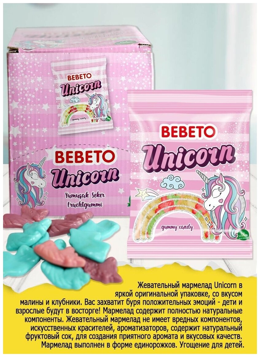 Жевательный мармелад Unicorn 70 гр. 12 шт. - фотография № 2