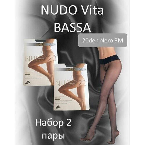 OMSA Колготки NUDO Vita BASSA 20den Nero 3M черный, набор 2шт