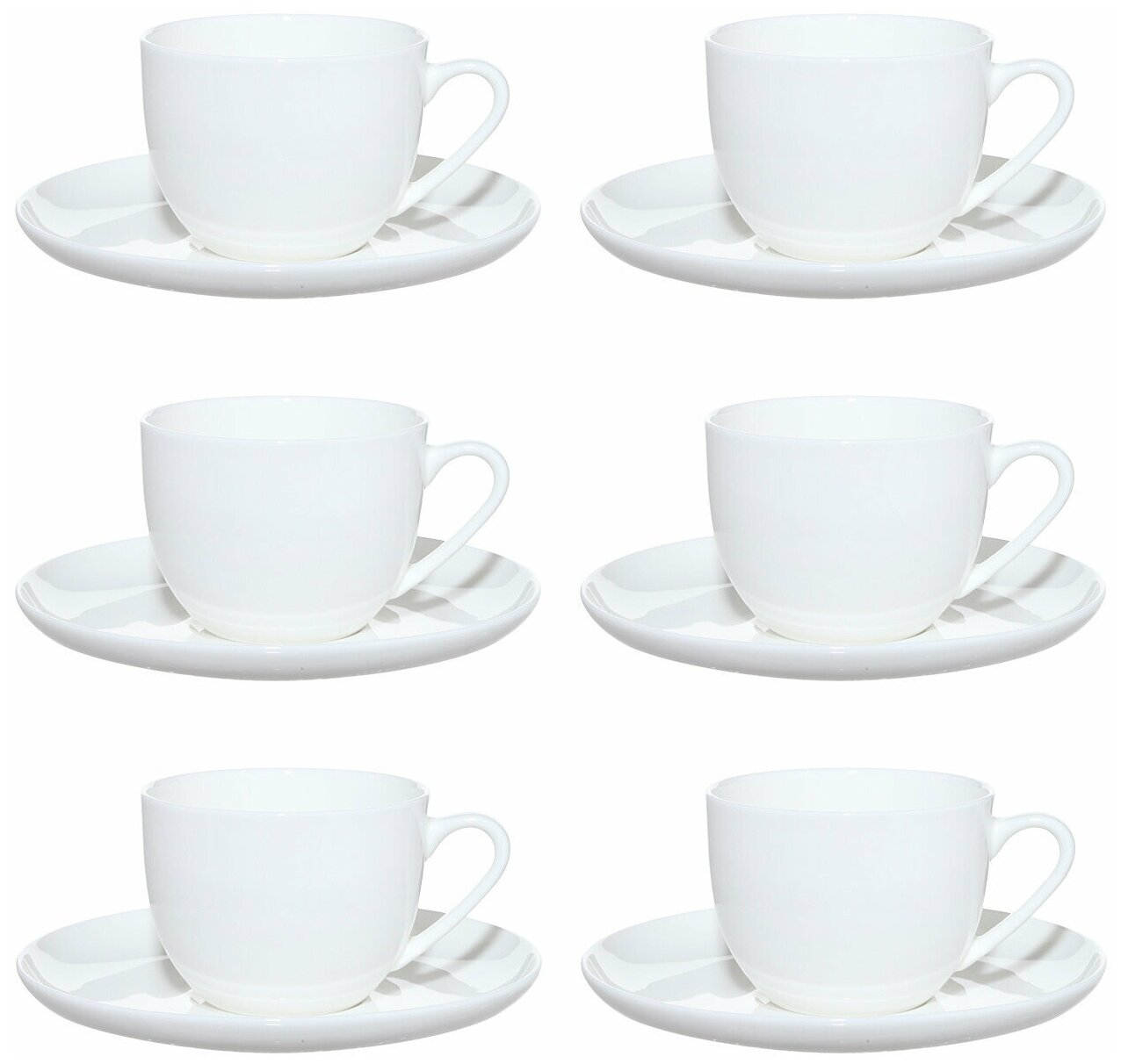 Пара чайная Kuchenland, 6 перс, 12 пр, 250 мл, фарфор F, белая, Ideal white