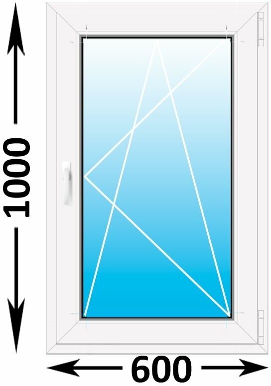 Окно пластиковое 600x1000 мм одностворчатое MELKE Lite 60 с двухкамерным стеклопакетом ПВХ белое
