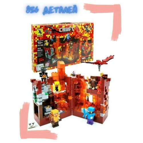 Детский конструктор майнкрафт Крепость большая развивающая игрушка для девочки и мальчика 856 деталей