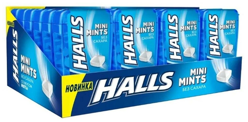 HALLS Mini Mints конфеты без сахара со вкусом мяты 12,5г по 24 шт