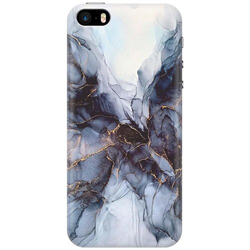 фото Gosso ультратонкий силиконовый чехол-накладка для apple iphone se / 5s / 5 с принтом "черно-белый мрамор"