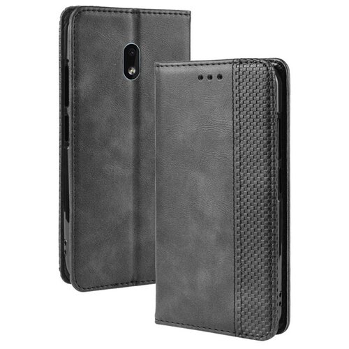 фото Чехол-книжка mypads для nokia 2.2 из качественной импортной кожи прошитый элегантной прострочкой ретро черный с магнитной крышкой