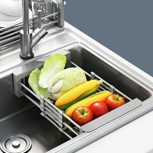 Раздвижная сушилка для посуды овощей фруктов в раковину 591₽