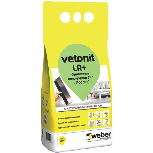 Шпаклевка полимерная Weber.vetonit LR+ белая 5 кг шпаклевка полимерная vetonit lr для сухих помещений белая 20 кг