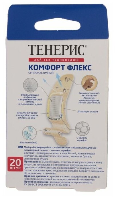 Набор лейкопластырей Teneris Comfort 20 шт