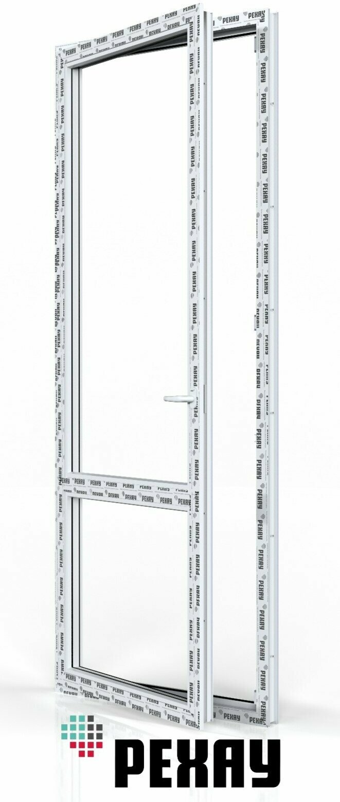 Пластиковая дверь ПВХ балконная РЕХАУ GRAZIO профиль 70 мм, 2180х670 мм (ВхШ), левая, энергосберегаюший двухкамерный стеклопакет, белая