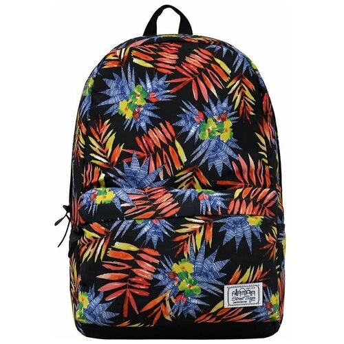 Рюкзак / Street Bags / 7215 Маленькие тропические листья 42х12х28 см / чёрно-разноцветный