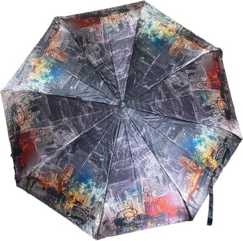 Смарт-зонт GALAXY OF UMBRELLAS, автомат, 3 сложения, купол 105 см, 9 спиц, чехол в комплекте, для женщин, серый