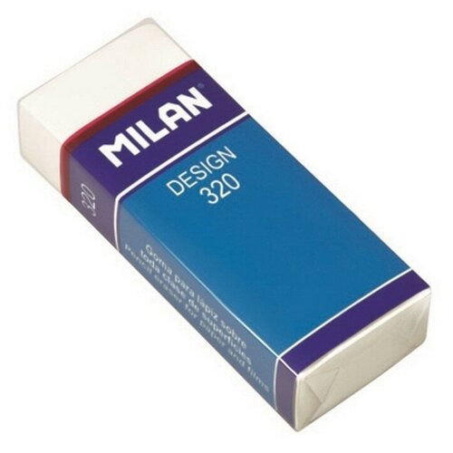 фото Ластик пластиковый milan design 320, карт. держатель, белый 3 штук