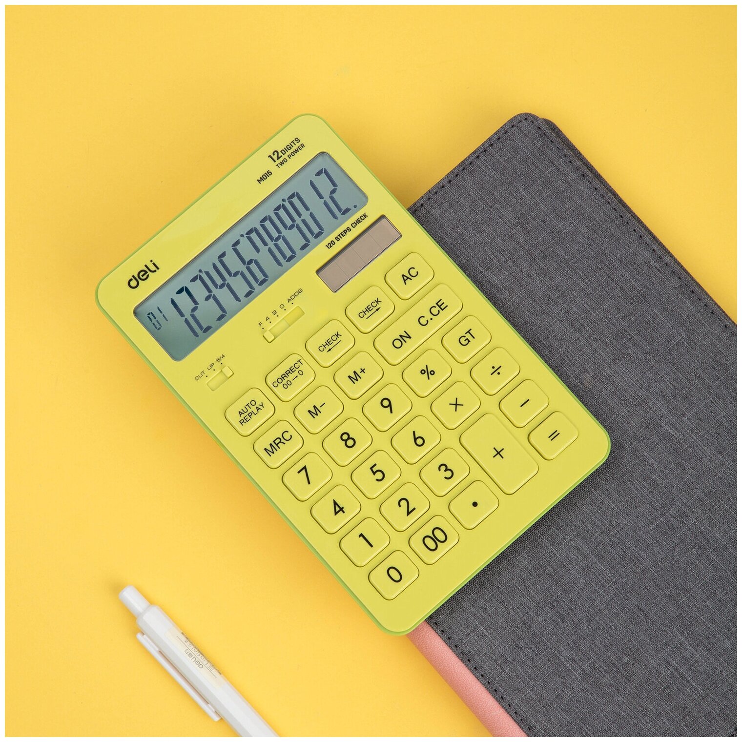 Калькулятор DELI Touch, , 12-разрядный, желтый - фото №8