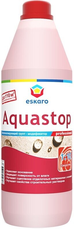 Грунтовка Eskaro Aquastop Professional, 1 л, розовый