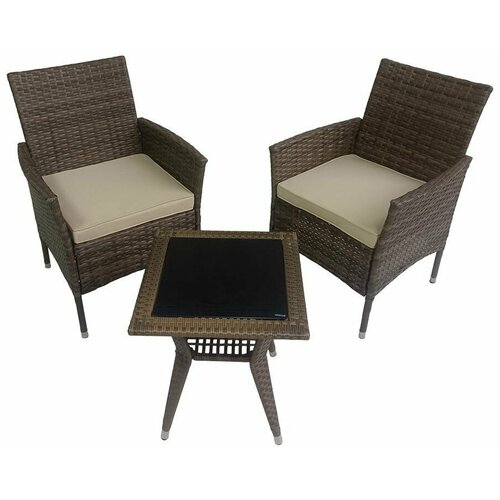 Комплект мебели VIRGINIYA BALCONY SET NEW (Вирджиния) коричневый на 2 персоны из искусственного ротанга