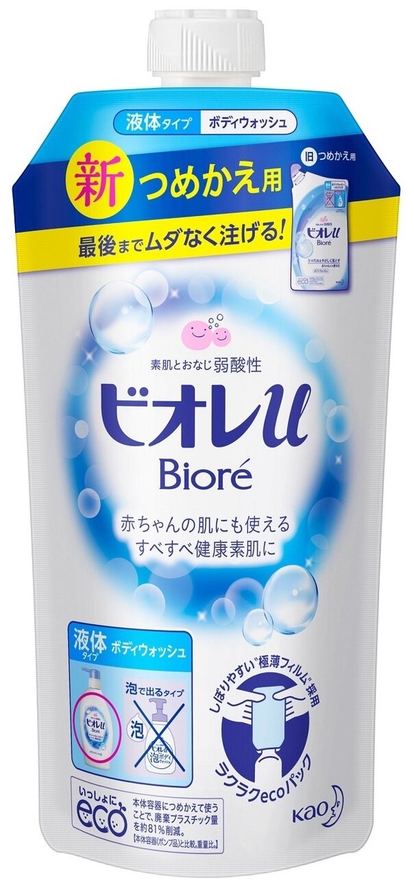 Жидкое мыло/гель для тела Biore U с цветочным ароматом, запасной блок, 340 мл