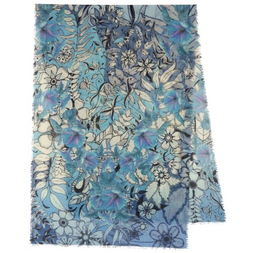 Палантин шерстяной шарф Павловопосадские платки 10457 13, голубой, 80 х 230 см