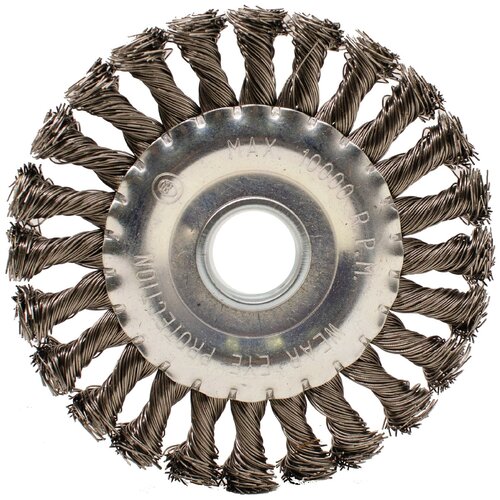 Кордщетка-колесо 22,2 мм, витая проволока, нержавеющая сталь, Профи 125 мм