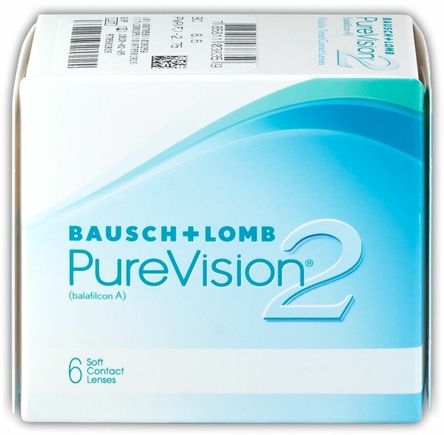 Контактные линзы Bausch & Lomb PureVision 2 HD, 6 шт., R 8,6, D -9,5, бесцветный, 1 уп.