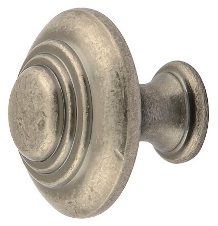 Ручка-кнопка мебельная, для шкафа, для комода, для тумбы"SANBERG" металл "Романтик" (античное серебро премиум )