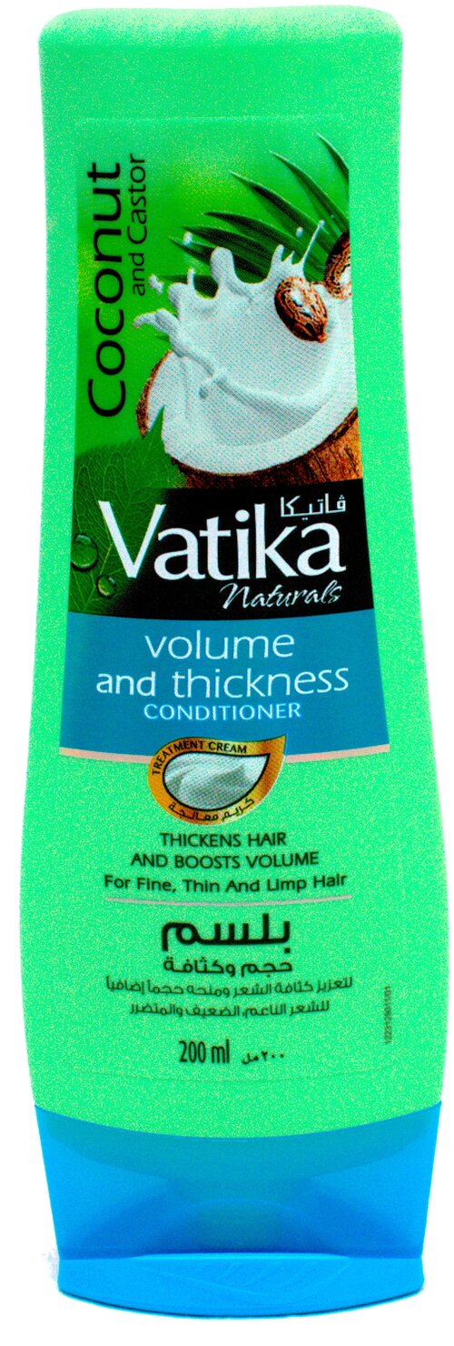 Vatika кондиционер Naturals Coconut & Castor Объём и толщина, 200 мл