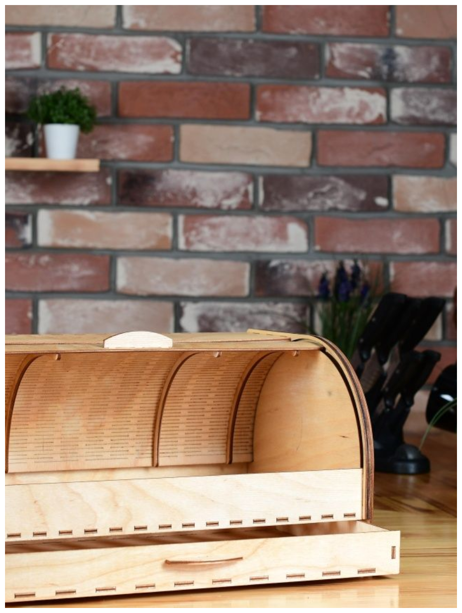 Хлебница с крышкой деревянная натурального цвета - фотография № 5