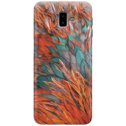 фото Gosso ультратонкий силиконовый чехол-накладка для samsung galaxy j6+ (2018) с принтом "разноцветные перья"
