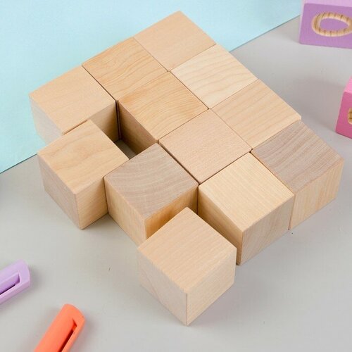 кубики неокрашенные 12 штук в наборе Кубики Неокрашенные, 12 шт, размер кубика: 3,8х3,8 см