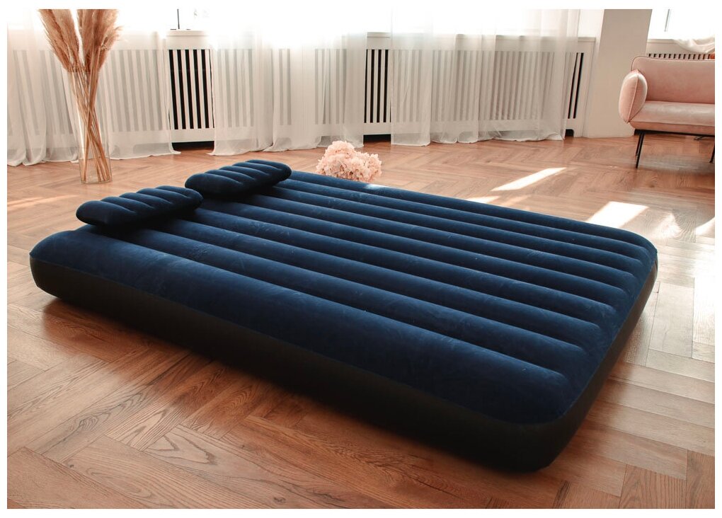 Кровать надувная, ручной насос, 2 подушки, FIBER-TECH, 152х203х25 см, INTEX "Classic downy Квин", 64 - фотография № 8