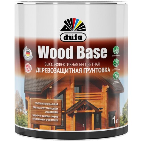 Грунт для древесины Dufa WOOD BASE с биоцидом бесцветный 1 л dufa грунтовка wood base с биоцидом бесцветная 10л н0000005999