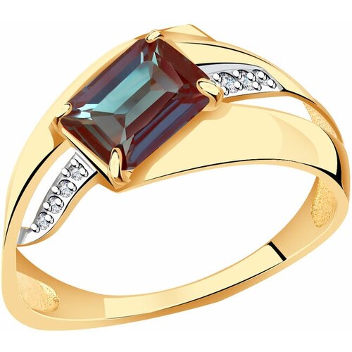 фото Золотое кольцо александра кл3638ск с бриллиантом и александритом diamant-online