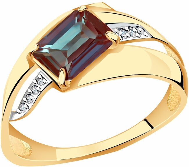 Кольцо Diamant online, золото, 585 проба, александрит, бриллиант