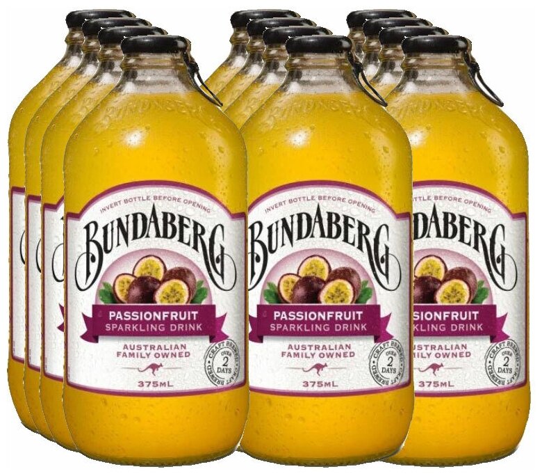 Лимонад Bundaberg PassionFruit, 0.375 л, стеклянная бутылка, 12 шт. - фотография № 1