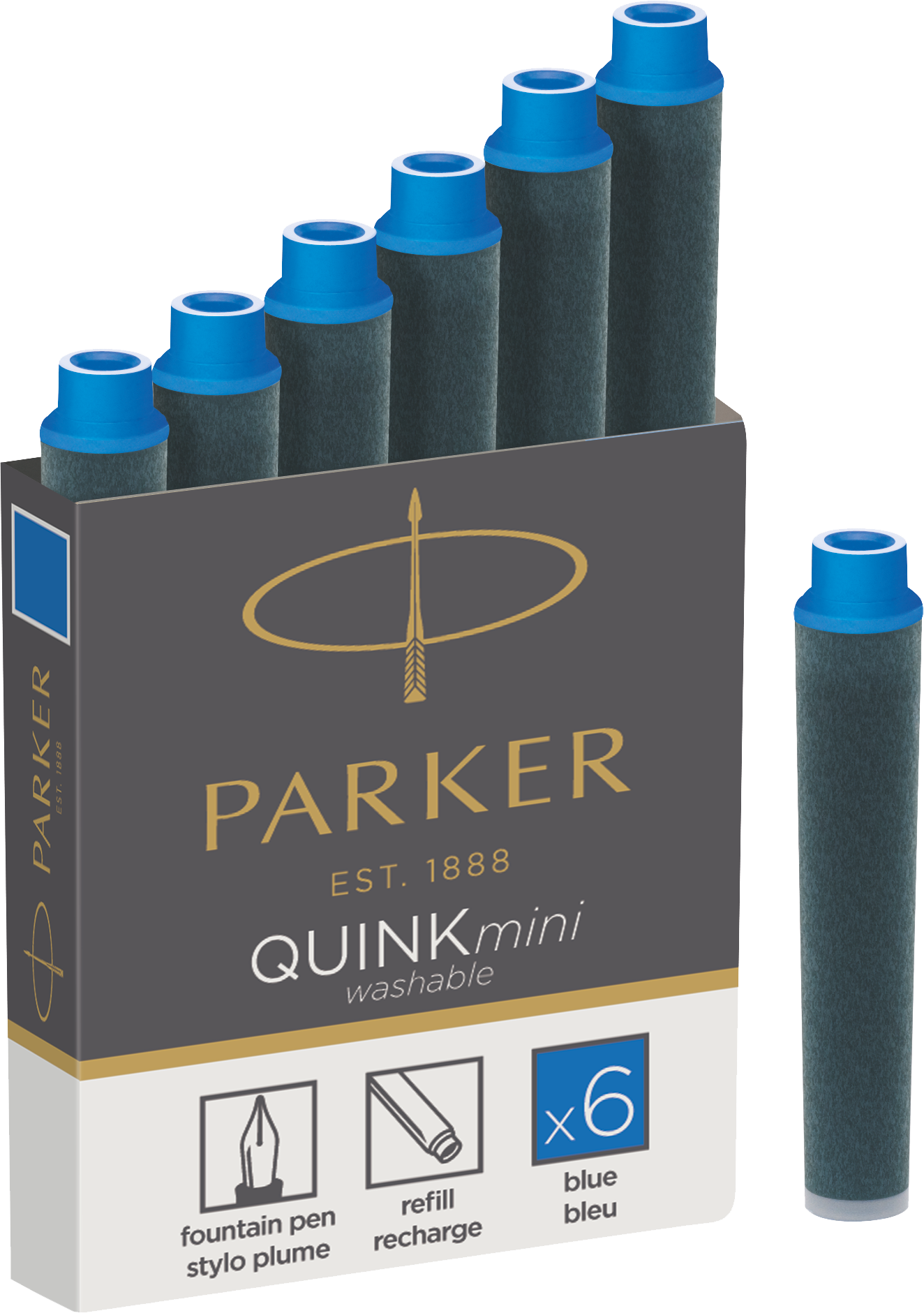 Картридж с чернилами Parker для перьевой ручки MINI, упаковка из 6 шт, цвет: Blue