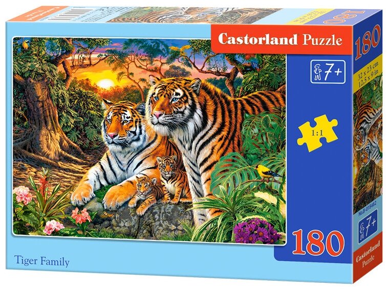 Пазл для детей Castorland 180 деталей, элементов: Семья тигров