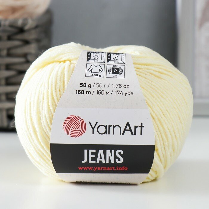YarnArt Пряжа "Jeans" 55% хлопок, 45% акрил 160м/50гр (86 лимон)