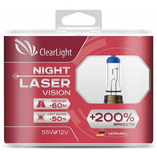 Лампа галогеновая Clearlight Night Laser Vision Лампа H7 12V 55W PX26d 2 шт.