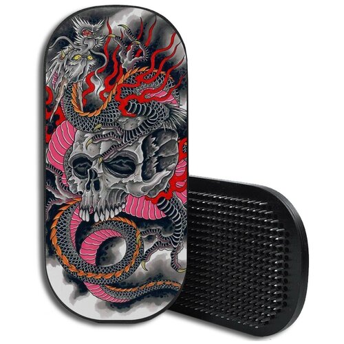 фото Доска садху для йоги с гвоздями, уф печать, овал фэнтези мифические существа дракон - 3840 woodart