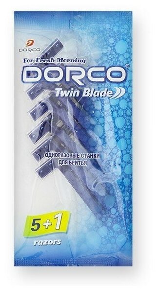 Одноразовый бритвенный станок Dorco TD705, 5+1 шт, синий, 6 шт.
