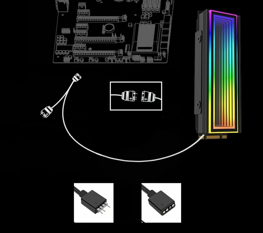 Радиатор для жесткого диска M2 Nvme SSD A-RGB синхронизация