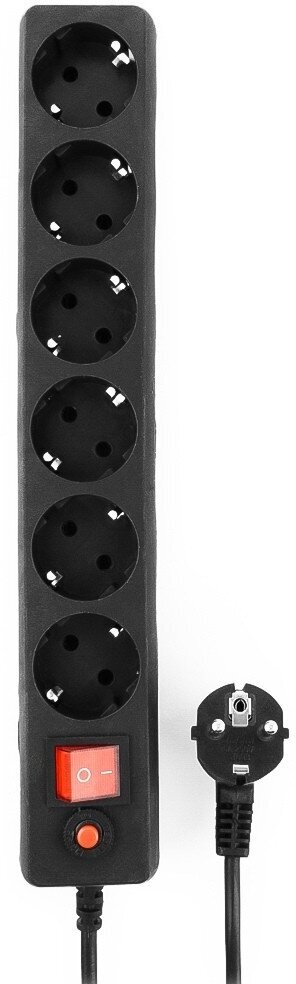 Сетевой фильтр 6 розеток 3.0м, Black, Гарнизон EHB-10