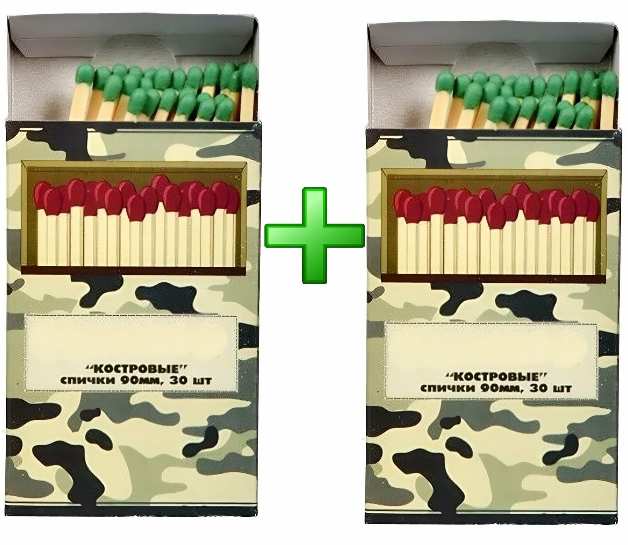 Спички костровые 90 мм (2 упаковки по 30 шт.) - за счет увеличенной длины дольше горят, дают возможность разжечь огонь в трудно доступном месте